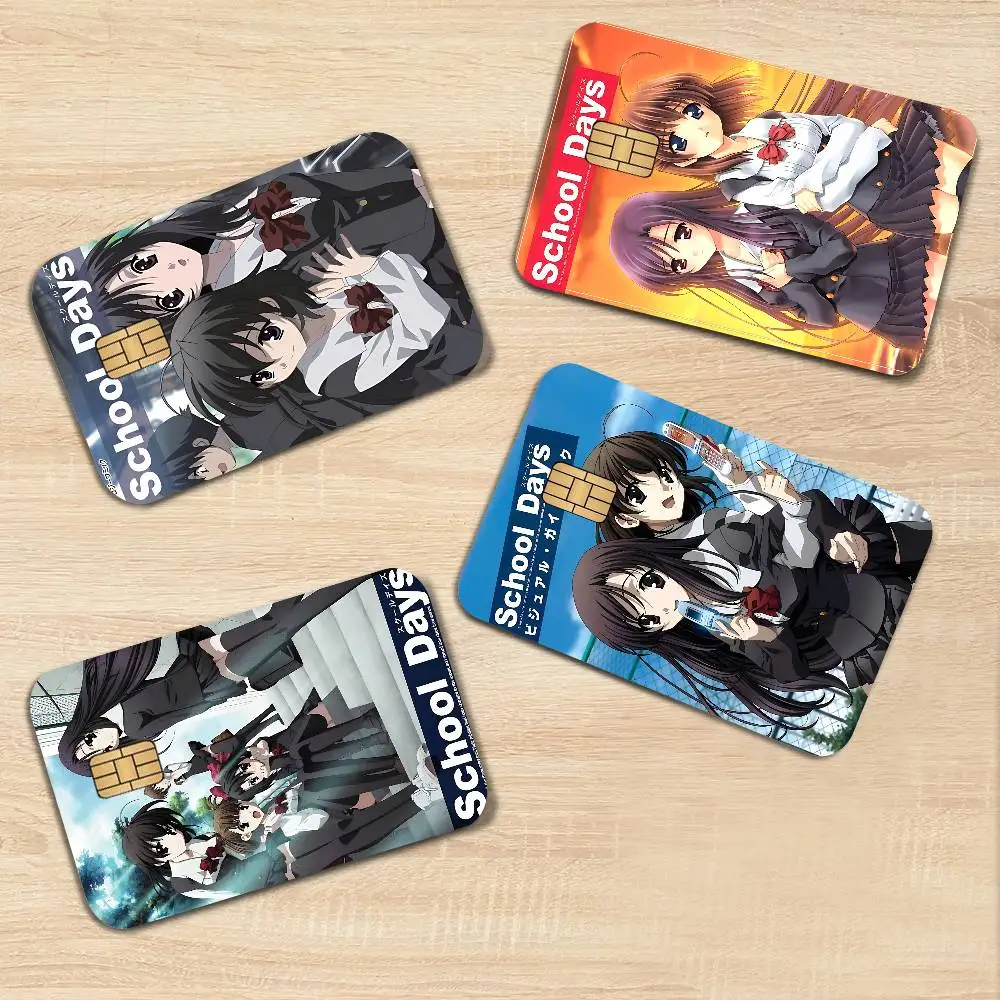 Anime S-School Days Credit Card Skin Stickers No Adhesive Residue Water Proof for VISA Credit Card Subway Access Card