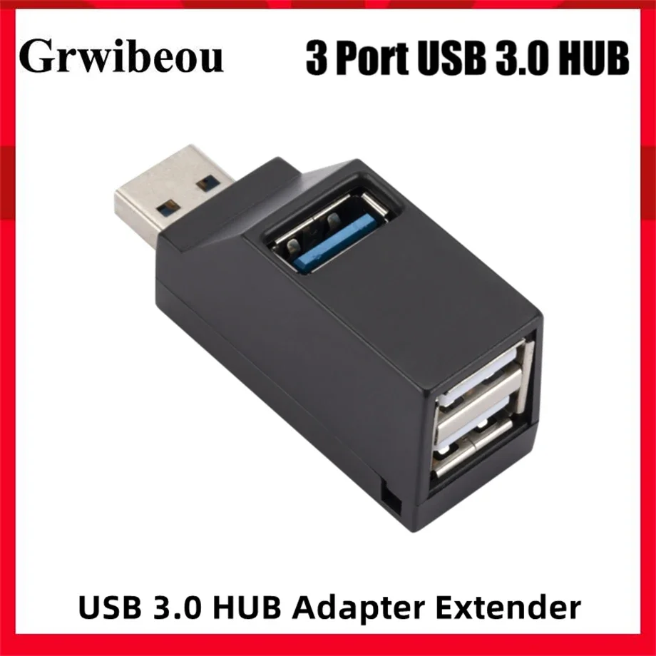 

USB 3.0 HUB Adapter Extender Mini Splitter Box 1 to 3 Ports High Speed USB 2.0 For PC Laptop U Disk Card Reader Multi Function