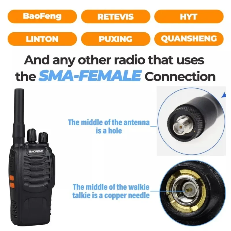 Radio Antenna SF-20 SMA-F Female BNC Male 144/430MHz Silicone Soft Dual Band Mobile Ham Short Antenna for Baofeng Kenwood ICOM