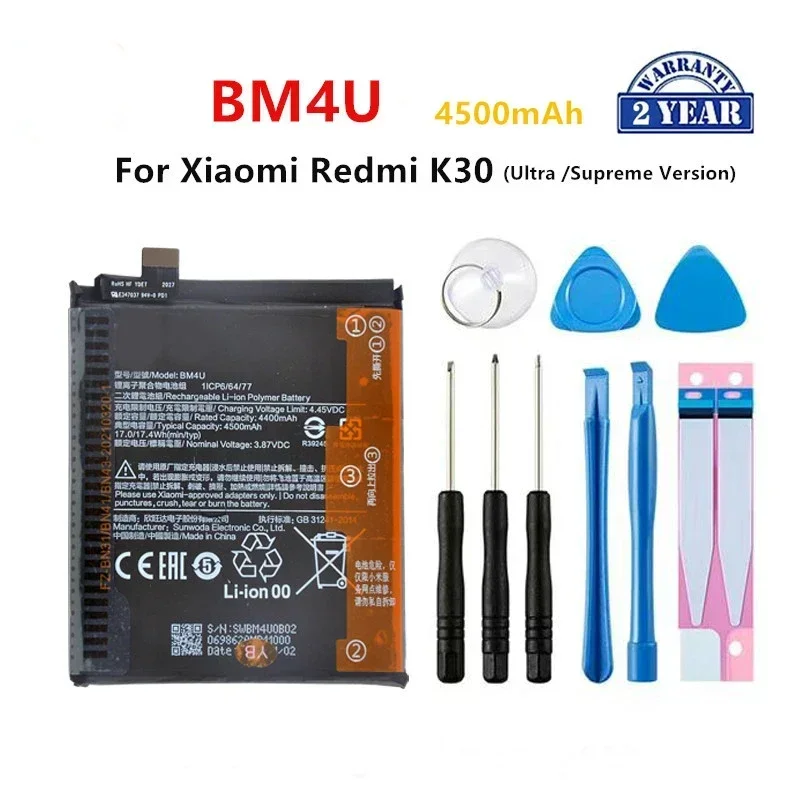 

Brand New BM4U 4500mAh Battery For Xiaomi Redmi K30 K 30 Ultra Supreme Version Phone Replacement Batteries+Tools