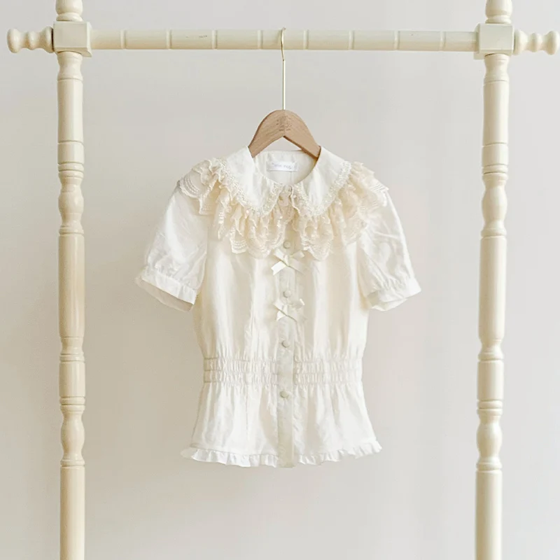 

With Puji's Original Cla Three Color Short Sleeved Undershirt Lightweight And Breathable Summer Lolita Girl Sweet Top Base Shir