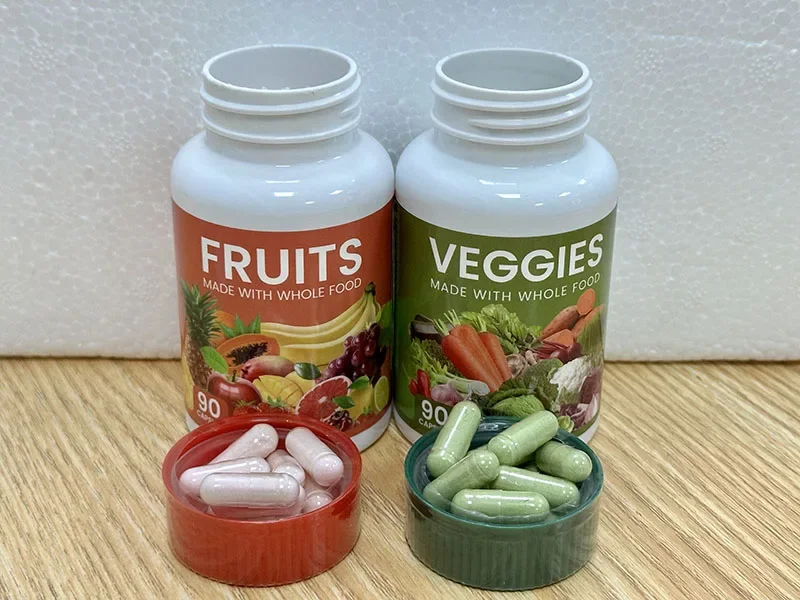 Fruit and Vegetable Capsule Vitamin Supplement Filled with Vitamins and Minerals