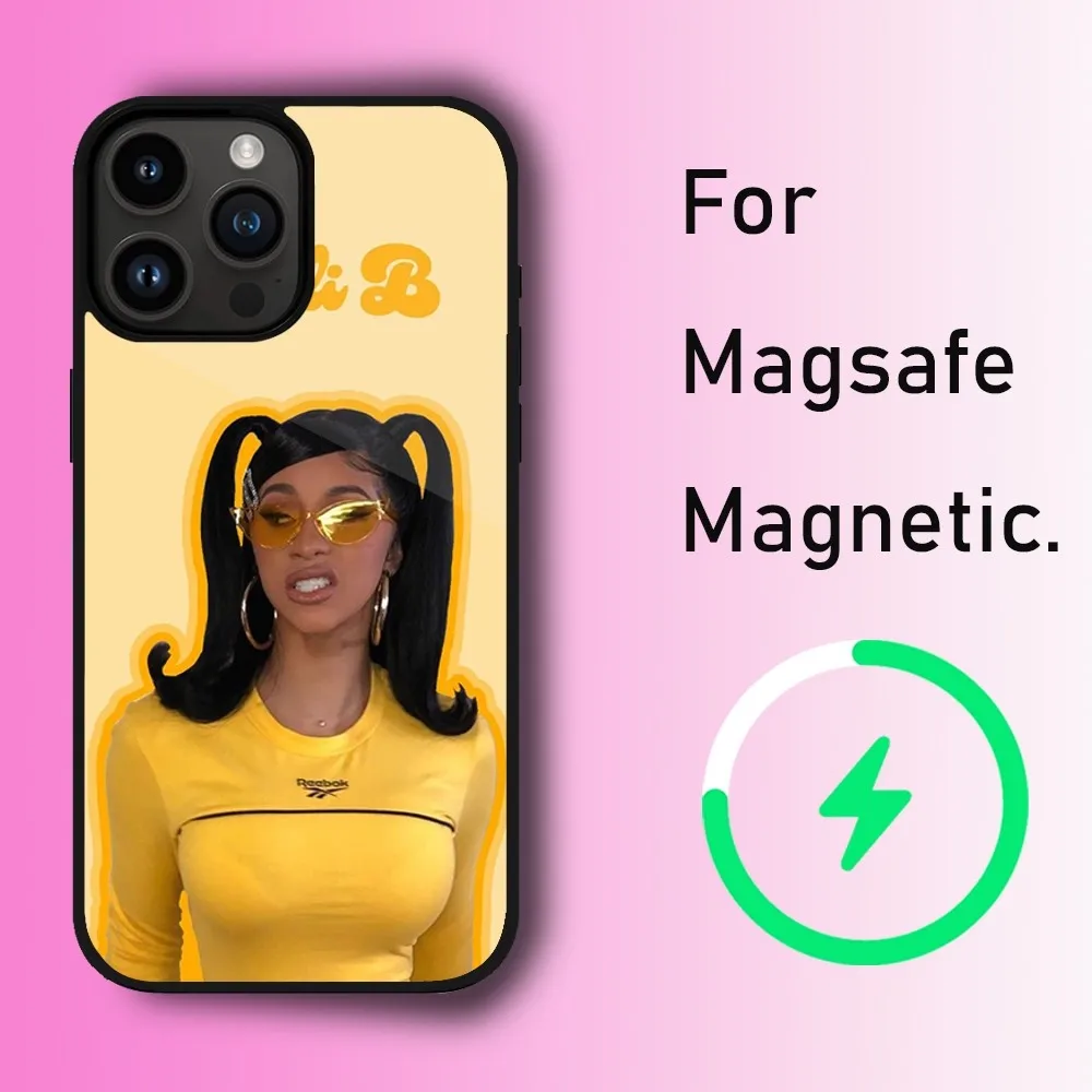 Singer Cardi B Phone Case For iPhone 11 12 13 14 15 Max Plus Pro Wireless Magnetic Magsafe Charging Shell