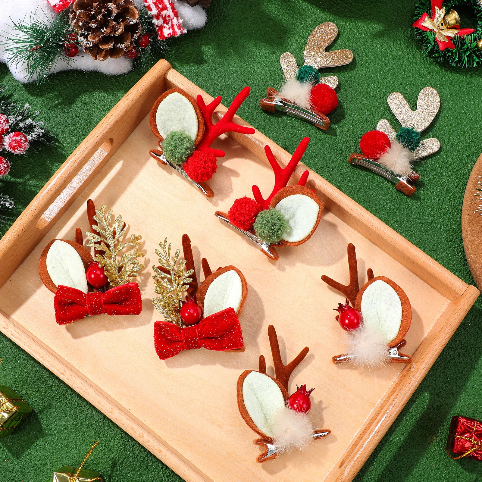 

Christmas Antler Hair Clips Reindeer Xmas Hair Barrettes Festive Party Headdress Holiday Hairpins Women Kids Girls Xmas