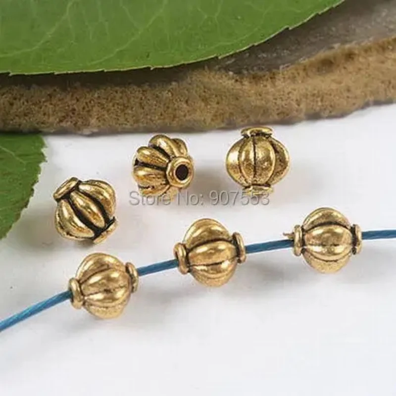 30pcs 8mm Dark Gold-tone Pumpkin Spacer Beads H1981 Beads for Jewelry Making