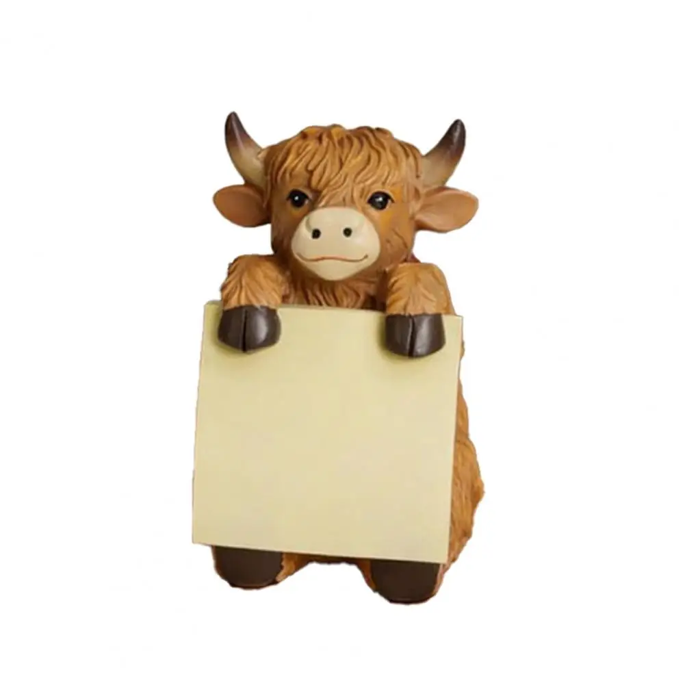 Shaped Office Supplies Highland Cow Pop-up Note Pad Dispenser Cute Resin Memo Holder Handmade Desk Accessory for Home Office