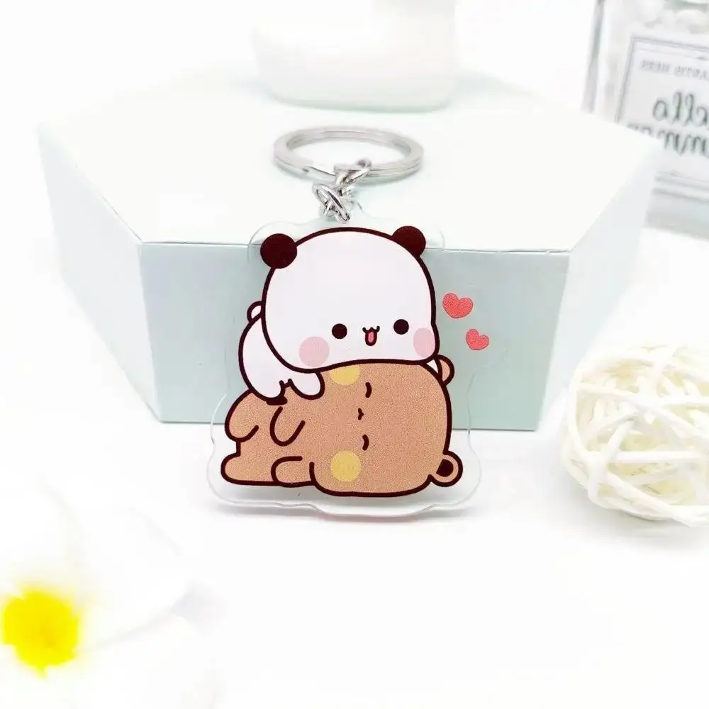 Cute Cartoon Bubu Dudu Panda Bear Pendant Keychain Holder Key Chain Car Keyring Mobile Phone Bag Hanging Jewelry Kids Gifts