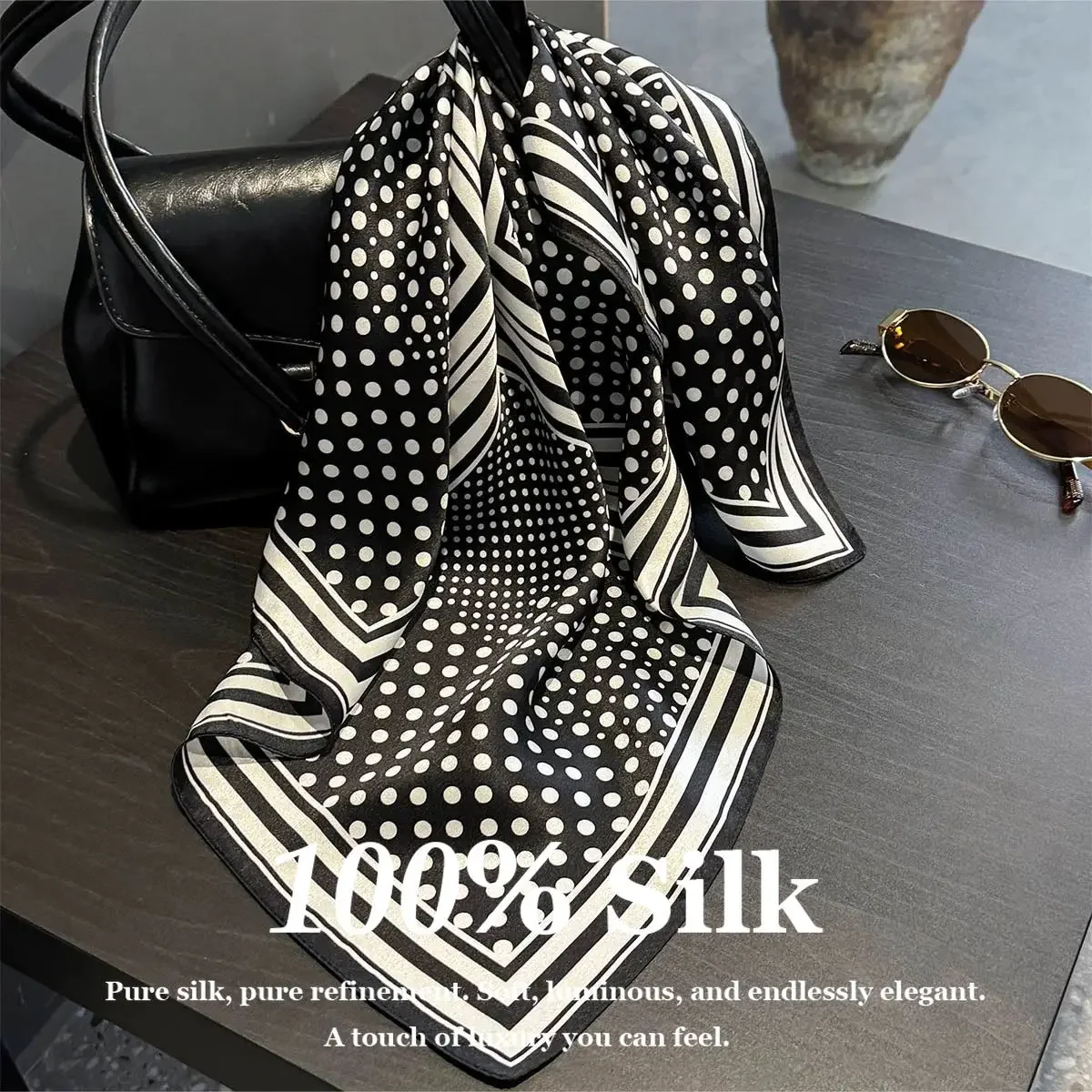 

100% Pure Silk Scarf Women 53cm Square Head Scarf Luxury Fashion Print Hair Bandana Small Neck Scarf Neckerchief Female Foulard