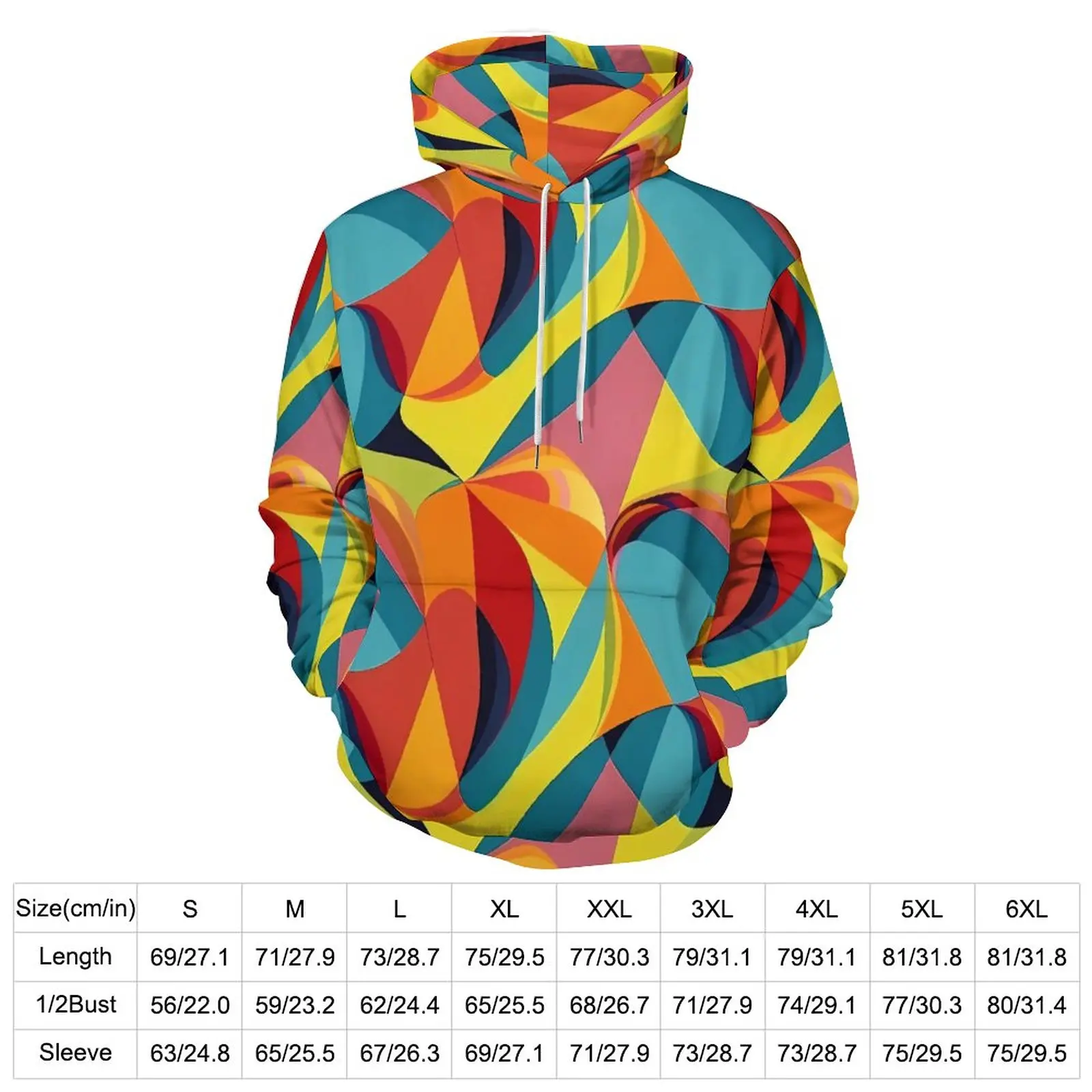 ColorBlock Hoodies Abstract Print Classic Casual Hoodie Long Sleeve Y2k Custom Hooded Sweatshirts Birthday Present