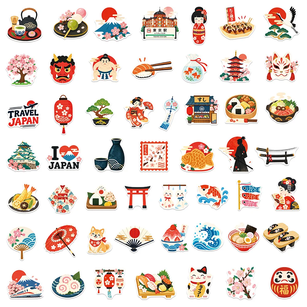 10/30/50pcs Retro Japan Showa Style Culture Stickers Aesthetic Graffiti Decals Guitar Skateboard Laptop Cute Cartoon Sticker Toy 6