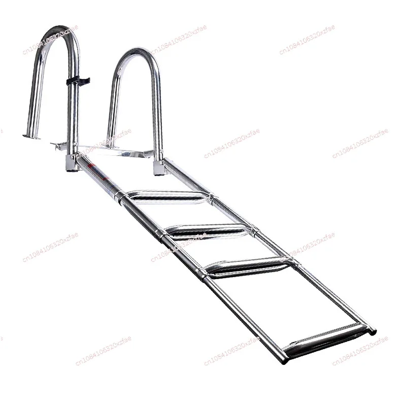 316 Stainless Steel Telescoping Ladder Swim Platform Boat Accessories Yacht Ladder 4 Step Marine Boat Folding Ladder