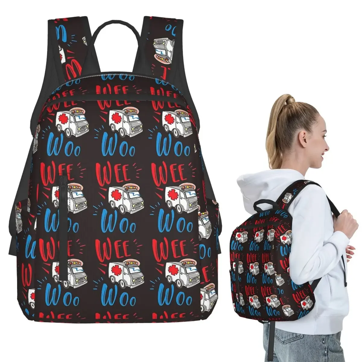 

Wee Woo Ambulance Funny Nurse Doctor Gift, Paramedic Backpack Girls BookBag Children School Bag Laptop Shoulder Bags