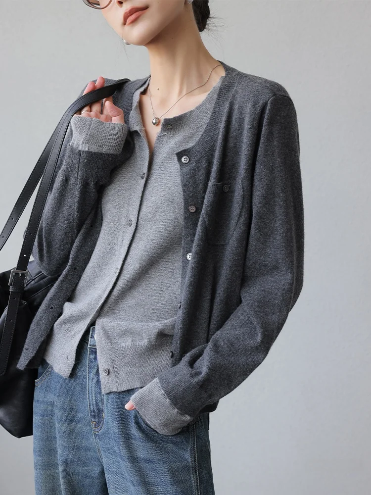 

JWUNIQUE ey Long Sve вязаный открытый кардиган женский облегающий универсальный топ для поездок на работу, простой дизайн, полиэфирное волокно