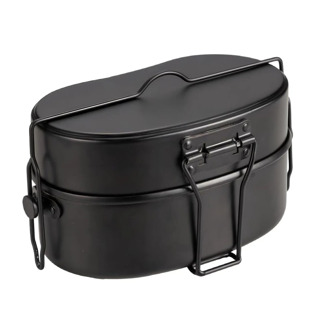 Outdoor 1.2L Aluminum Bento Box Camping Double Bento Box Camping with Handle Canteen Kit