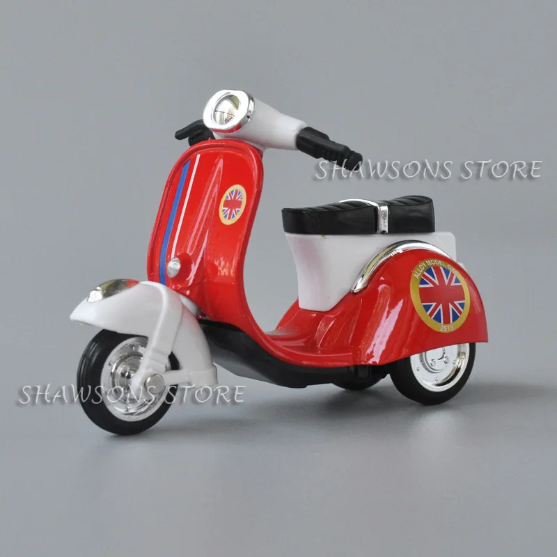 1:18 Scale Diecast Motorcycle Model Toys Scooter Vespa Pull Back Miniature Replica For Kids