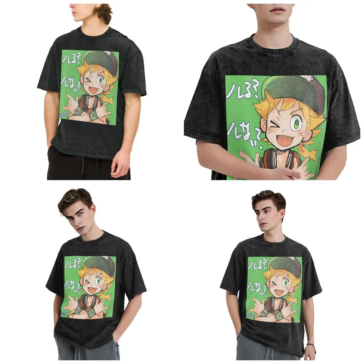 Streetwear T-Shirts Anime Digimon Matt 2 Washed T Shirt Short Sleeve Hip Hop T-Shirt Tops Tees for Men Women
