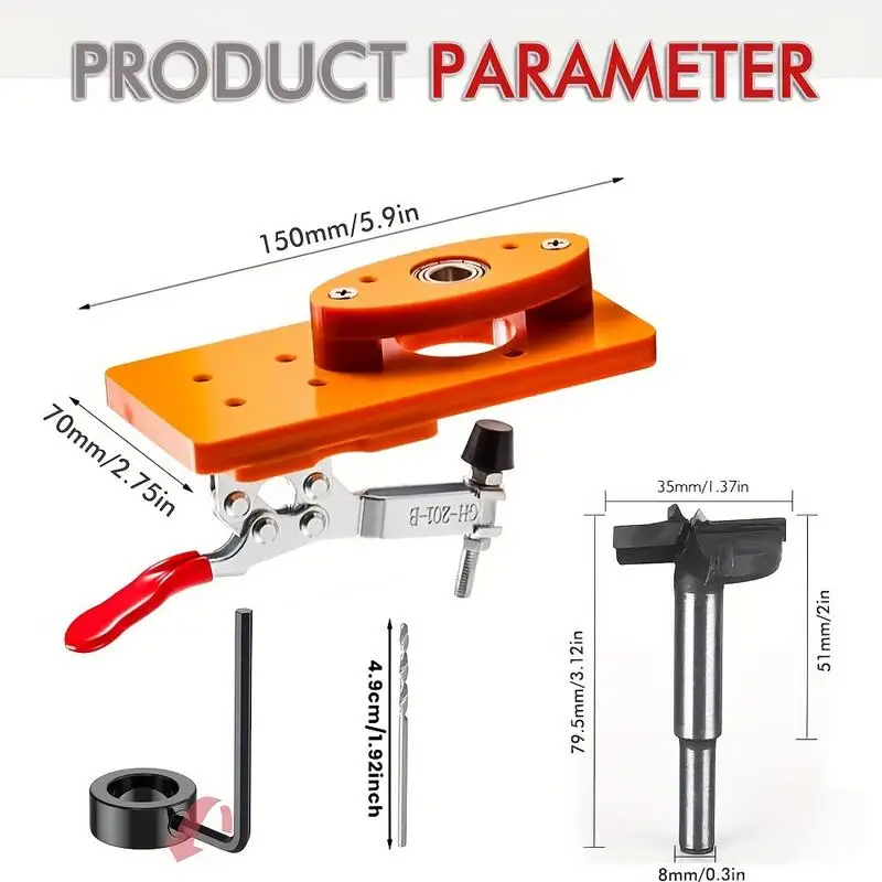 1 Set 35mm Hinge Jig Kit Invisible Door Cabinet Drill Guide Template