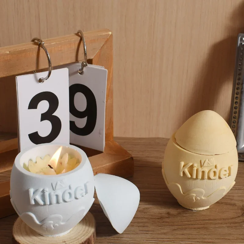 Molde de Silicona para Huevo Sorpresa, Huevo Mágico Kinder, Vaso para Velas, Caja de Almacenamiento de Yeso con Forma de Huevo Curioso, Decoración de Pascua para el Hogar