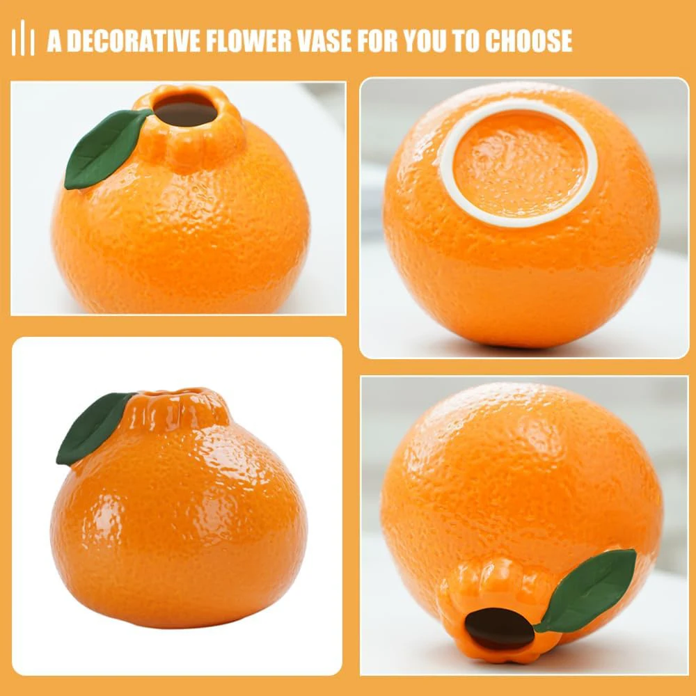 Ceramic Vase, Orange Vase for Home Decor,Decorative Vase Fruit Shape Vase Tabletop Decorative Vase Table Centerpieces Decoratio