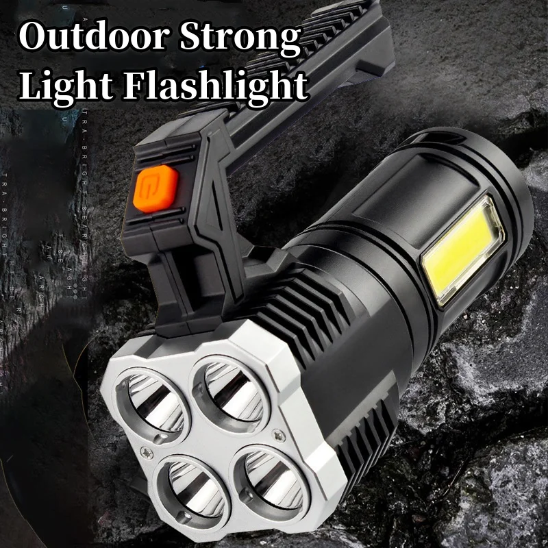 LED flashlight USB charging, COB Side Lights, Portable Handheld Torch for Emergencies Rechargeable Flashlight