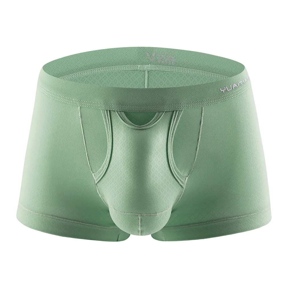 

Mesh Bulge Boxy Underwear for Men Sexy U Convex Pouch Boxer Briefs Solid Color Breathable Mid Waist Sports Underpants Daily Wear