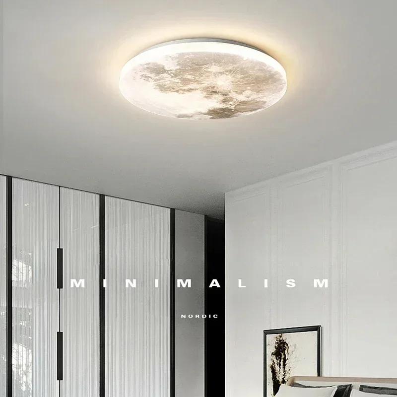 Modern Moon Wall Light Creative Ceiling Light Universal Stepless Dimmable Chandelier 36W 42W Living Room Bedroom Lamp Home Decor