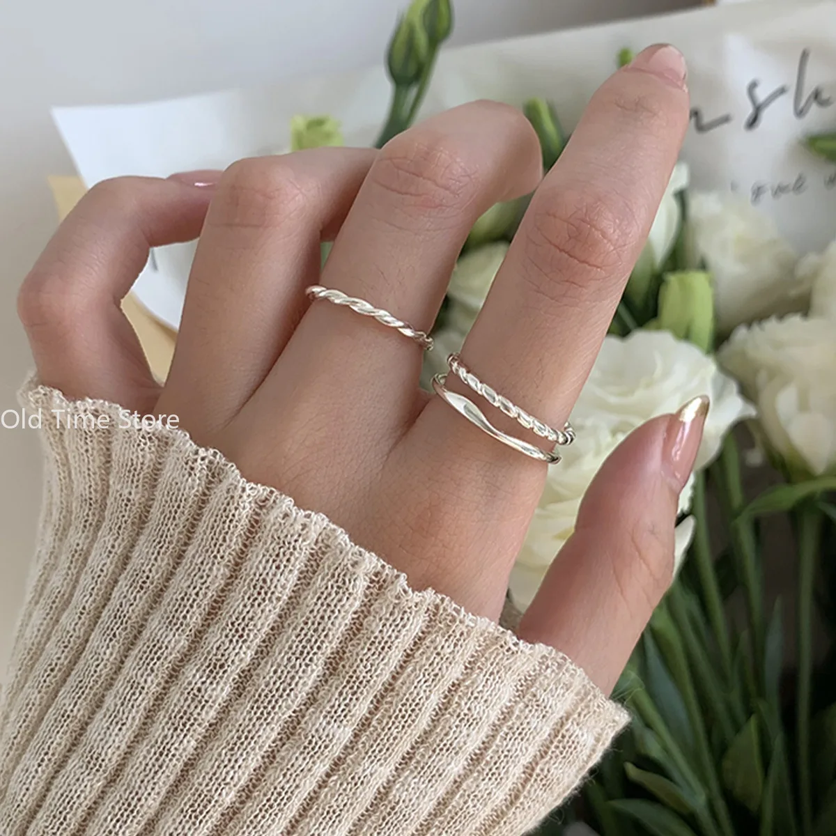 Luxuriöser Edelstahl ring einfache Ringe Schmuck für Frauen weibliche Mode Sterling Silber Ring Party Hochzeits schmuck Geschenk