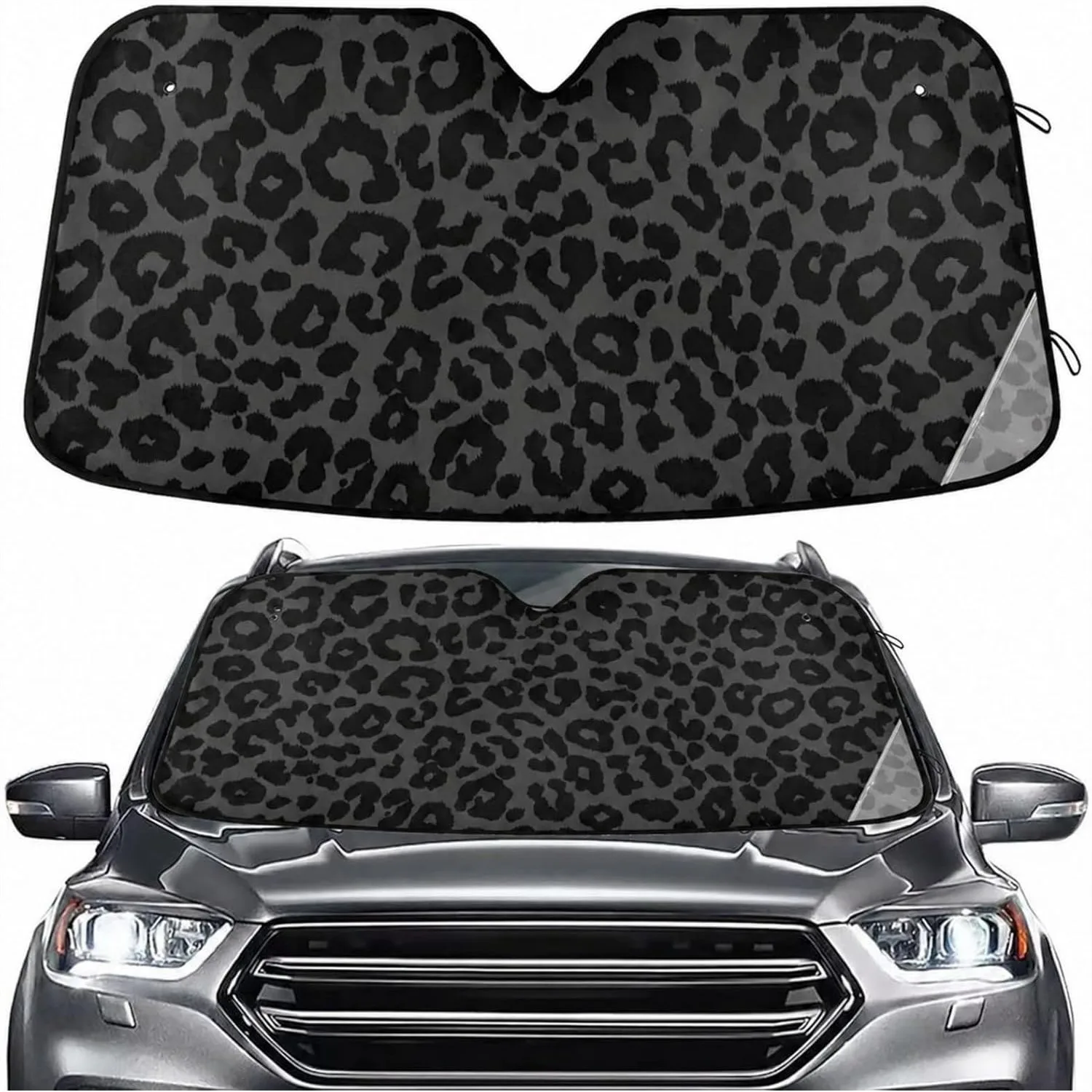 

Windshield Sun Shade for Car SUV Trucks with Leopard Print Blocks UV Heat