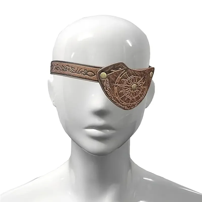 Funny Medieval Retro Viking Faux Leather Embossed Pirate Eye Patch Renaissance Eye Patch Adult Cosplay Prop