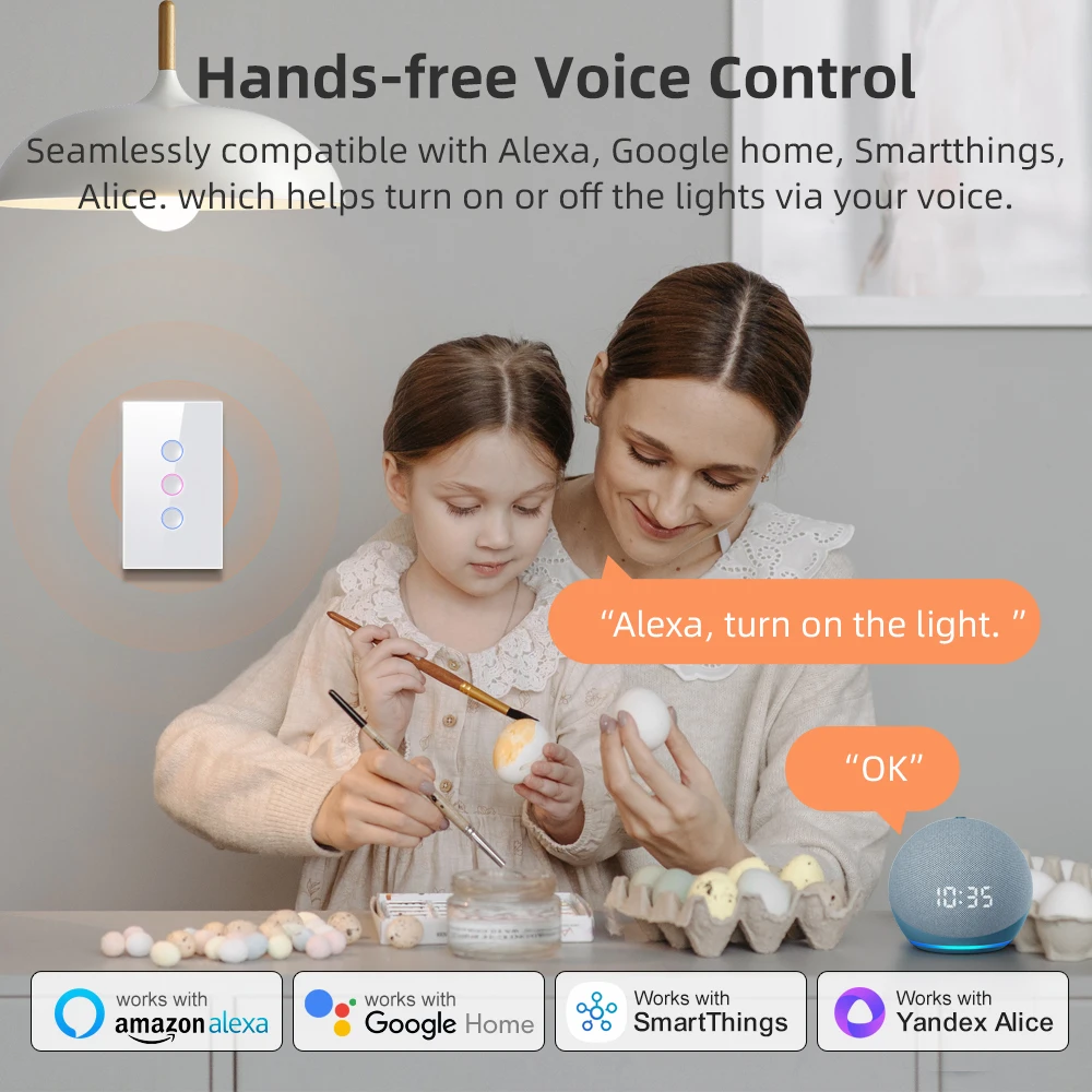 AVATTO Tuya Zigbee Smart Touch Switch 110-240V 1/2/3/4 Gang Interruttori della luce Zigbee3.0 Ripetitore di segnale funziona con Alexa Google Home