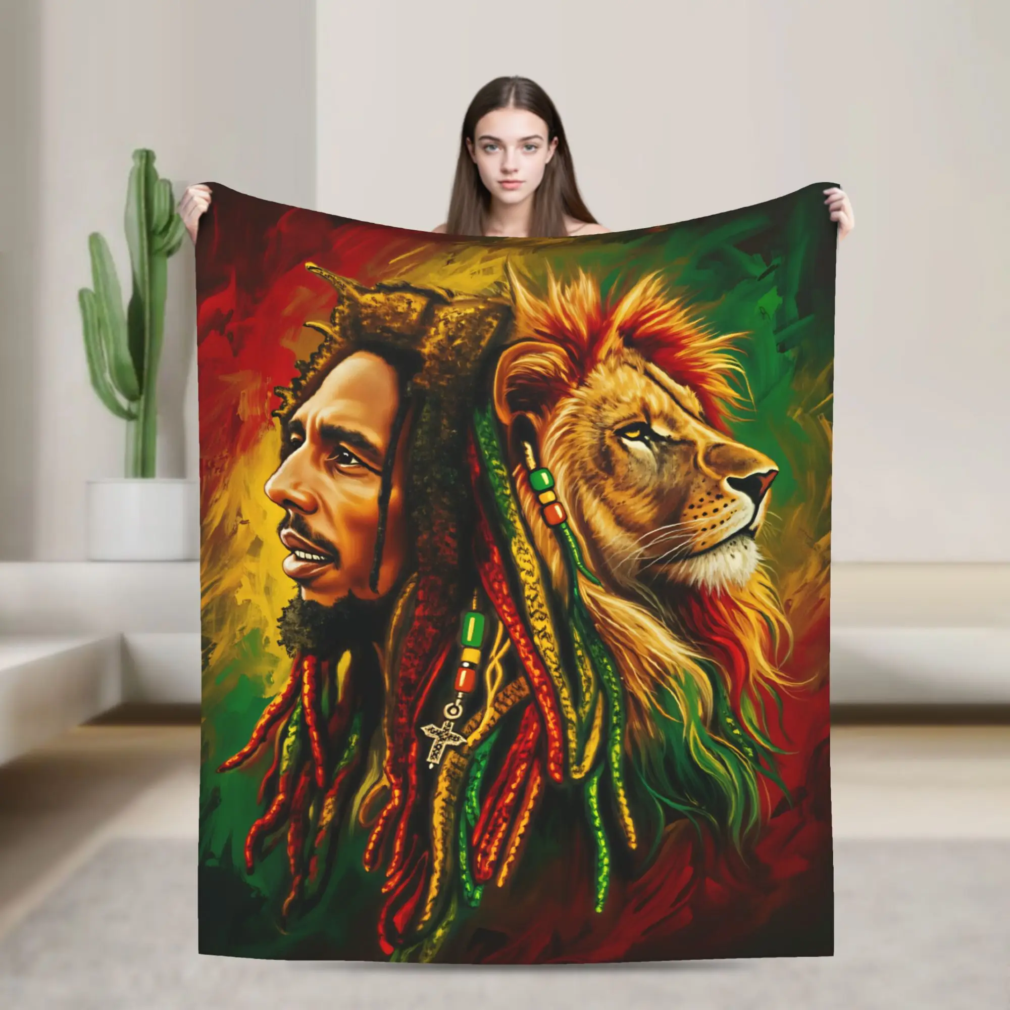 B-Bob M-Marley Singer Throw Blanket Comfortable Funny Blanket  For Home Decor Travel Flannel Bedspread Bed Cover