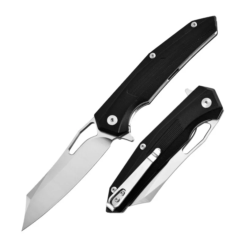 Outdoor Folding Knife D2 Steel Portable Defense Folding Knife G10 Tactical Knife Fruit Knife Mountaineering Pocket Knife