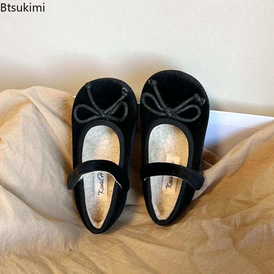 Children Leather Shoes for Girls Spring Autumn New Fashion Korean Style Soft Bottom Anti-slippery Versatile Warm Princess Flats