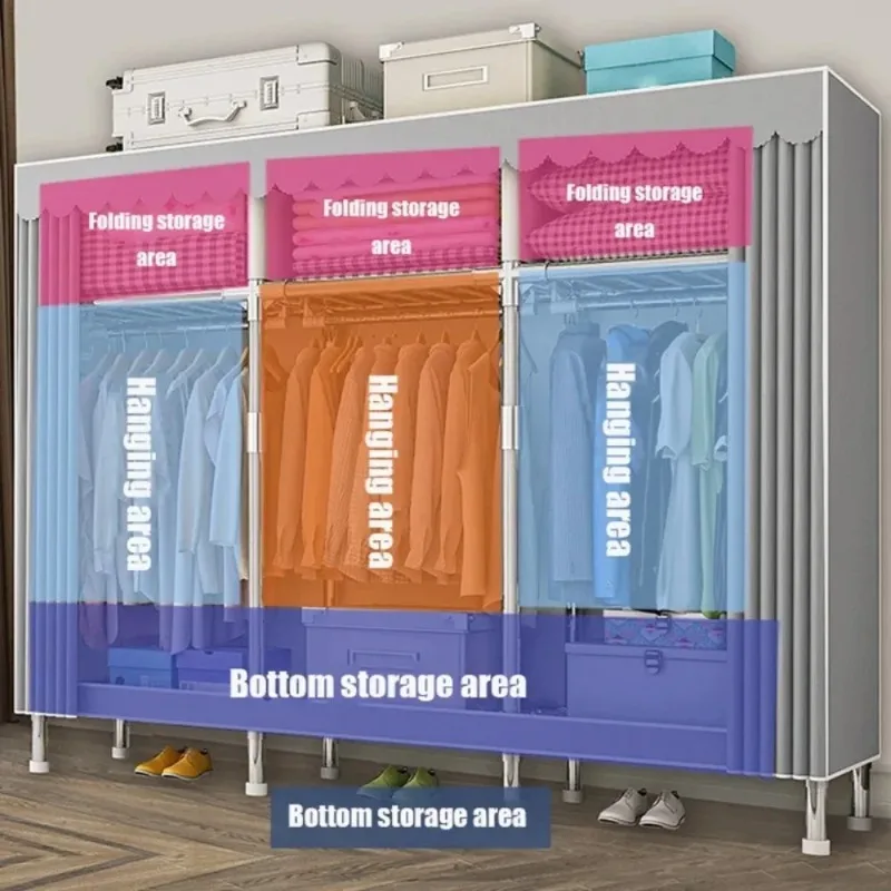 

Пылезащитный шкаф, портативная вешалка для одежды для спальни, усиленный шкаф для хранения, тканевый водонепроницаемый шкаф, органайзер для шкафа