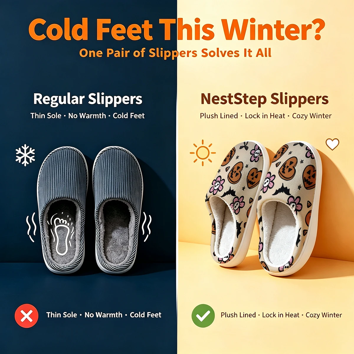 Halloween Hearts Christmas White Slippers Warm Plush Indoor Shoes Non-Slip Winter Slippers Family Holiday Gifts Soft view 5