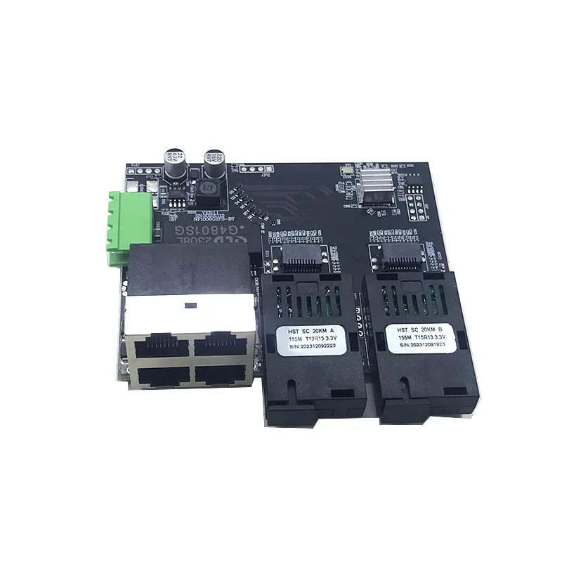 2sc4port ตัวรับส่งสัญญาณพอร์ตไฟเบอร์ออปติก802.3at/af POE 48V 2 * SC ยาว100เมตร