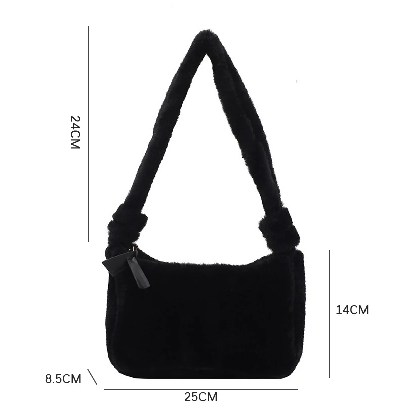 Women Soft Plush Hobos Shoulder Bags Winter Ladies Totes Bags Handbag Fashion Female Underarm Bag