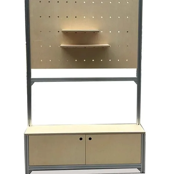 

Birch, aluminum profile, storage, display, chest hole, entrance
