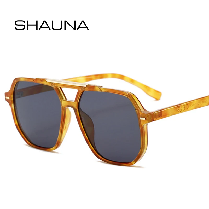 

SHAUNA Retro Double Bridges Square Women Sunglasses Fashion Gradient Shades UV400 Men Rivets Sun Glasses