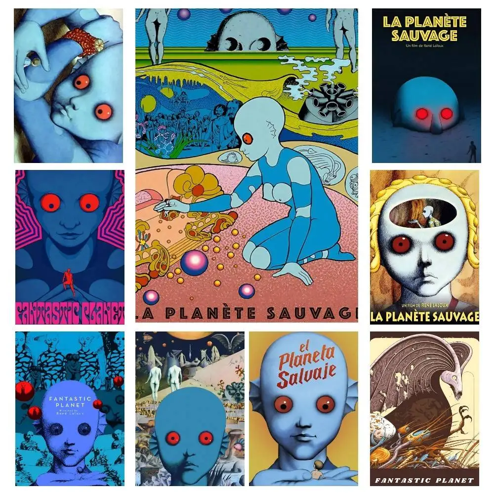Vintage 70s F-Fantastic Planet French Sci-fi Movie Posters High Quality Self-adhesive Wall Art Decorations Color Prints Sticky