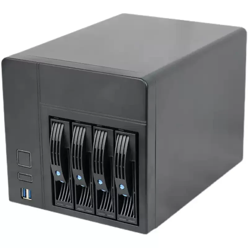 4‑Bay Hot‑Swappable Mini ITX NAS Chassis DIY IPFS Storage Server Case for Home Office With Small 1U Power Supply