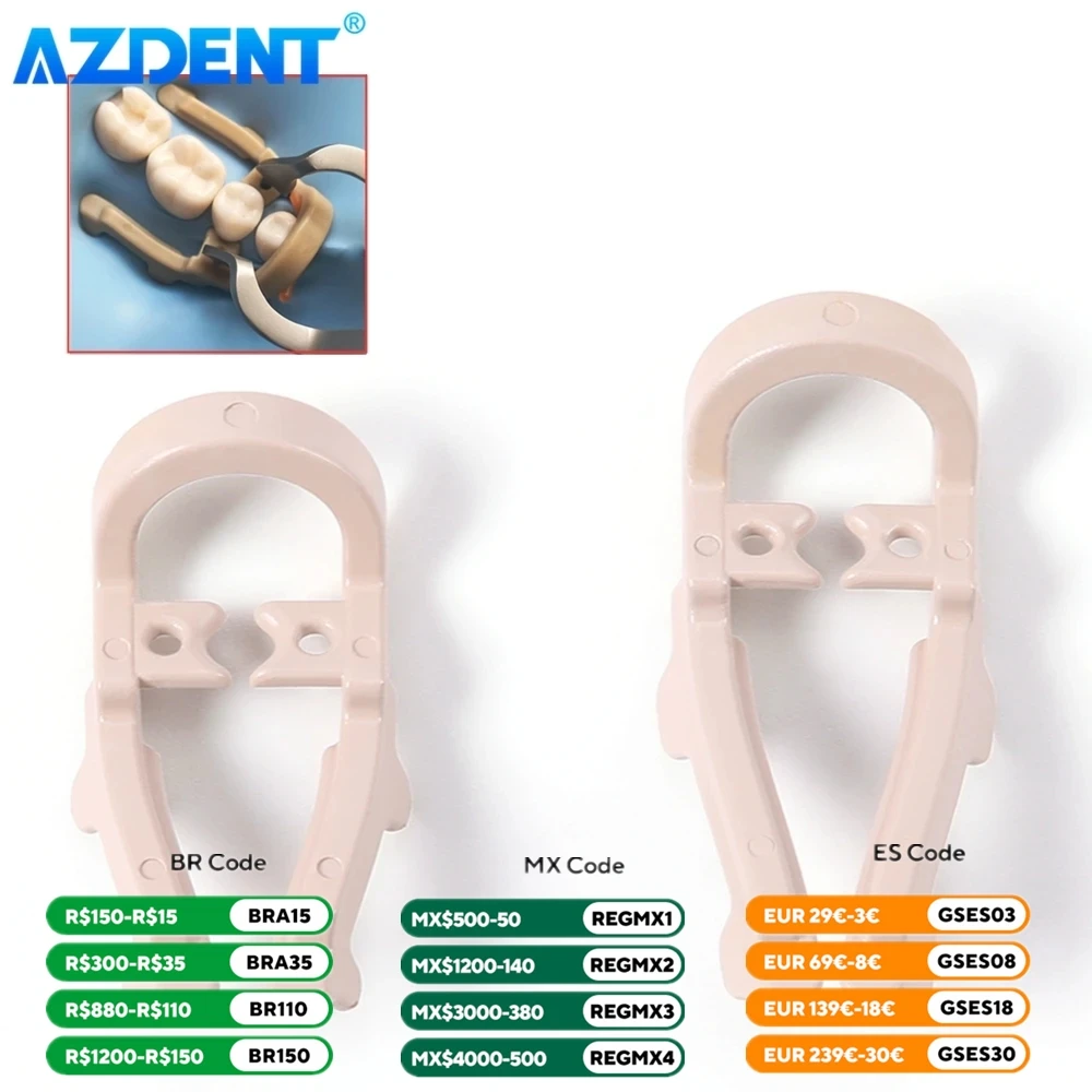 2PCS/Set Dental Dam Rubber Clamp AZDENT Distal Extension Premolar Dam Clips Barrier Size Long Short Dentistry Teeth Repair Tools