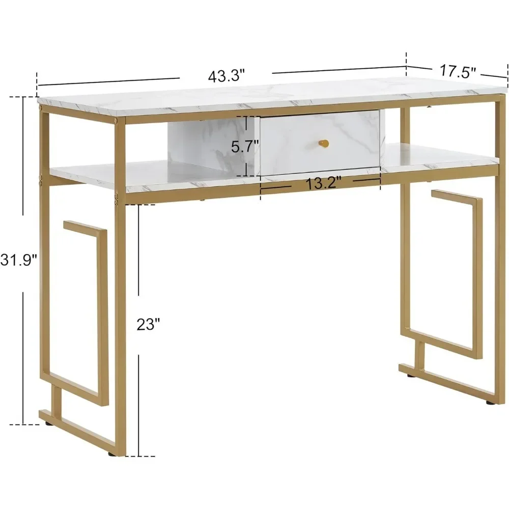 Nail Art Table, Movable with Electric Dust Collector and 8 Wheels, 3 Dust Bags and Wrist Guards, White Nail Art Technical Table