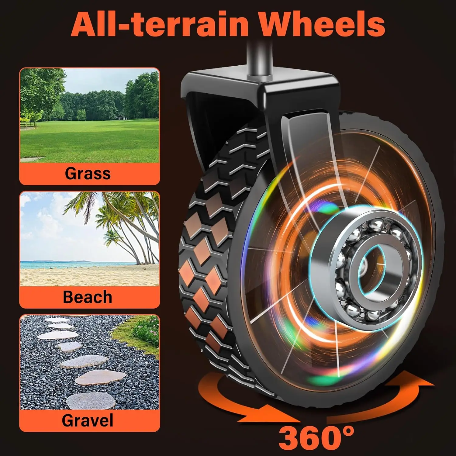 عربة عربة قابلة للطي بعجلات، محمولة شديدة التحمل بوزن 360 رطل للتسوق والتخييم والرياضات الخارجية