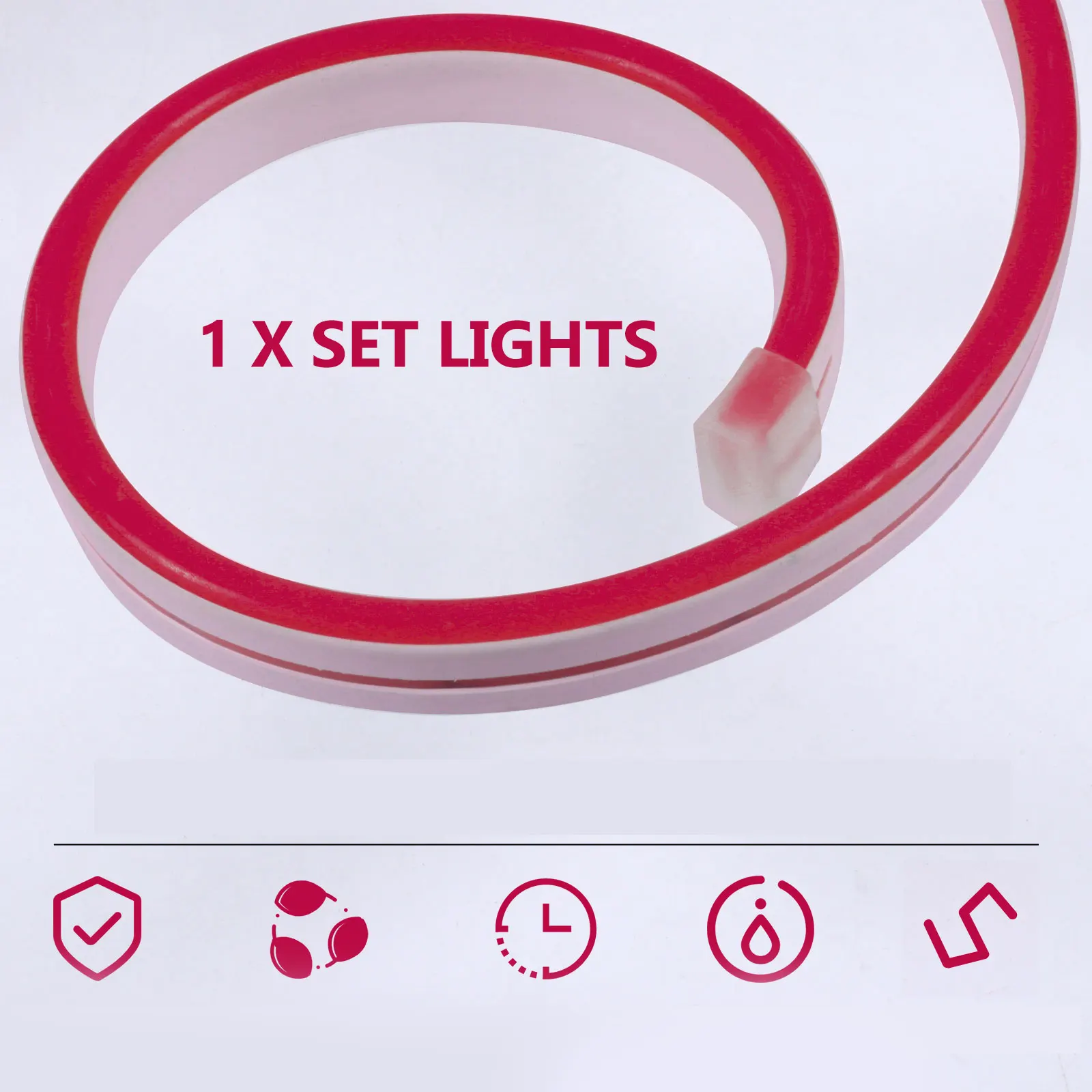 

1 Set 12V LED Neon Light Strip Flexible Soft Silicone Waterproof Lamp Strip for Indoor Outdoor Decoration