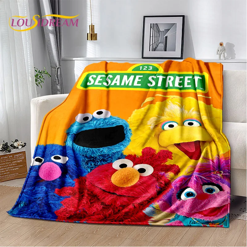 Cartoon Sesame Street Cute Soft Blankets,Keep Warm Throw Blanket Comfortable Blanket for Picnic Beds Sofa Home Bedroom Gift Kid