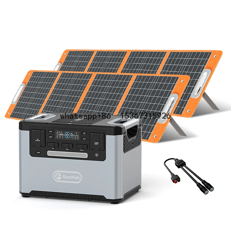 Flashfish Supplier Low Price 2000 Watt 2400W Power Station Portable Solar Generator with 100W Panel Completed Set for Outdoor