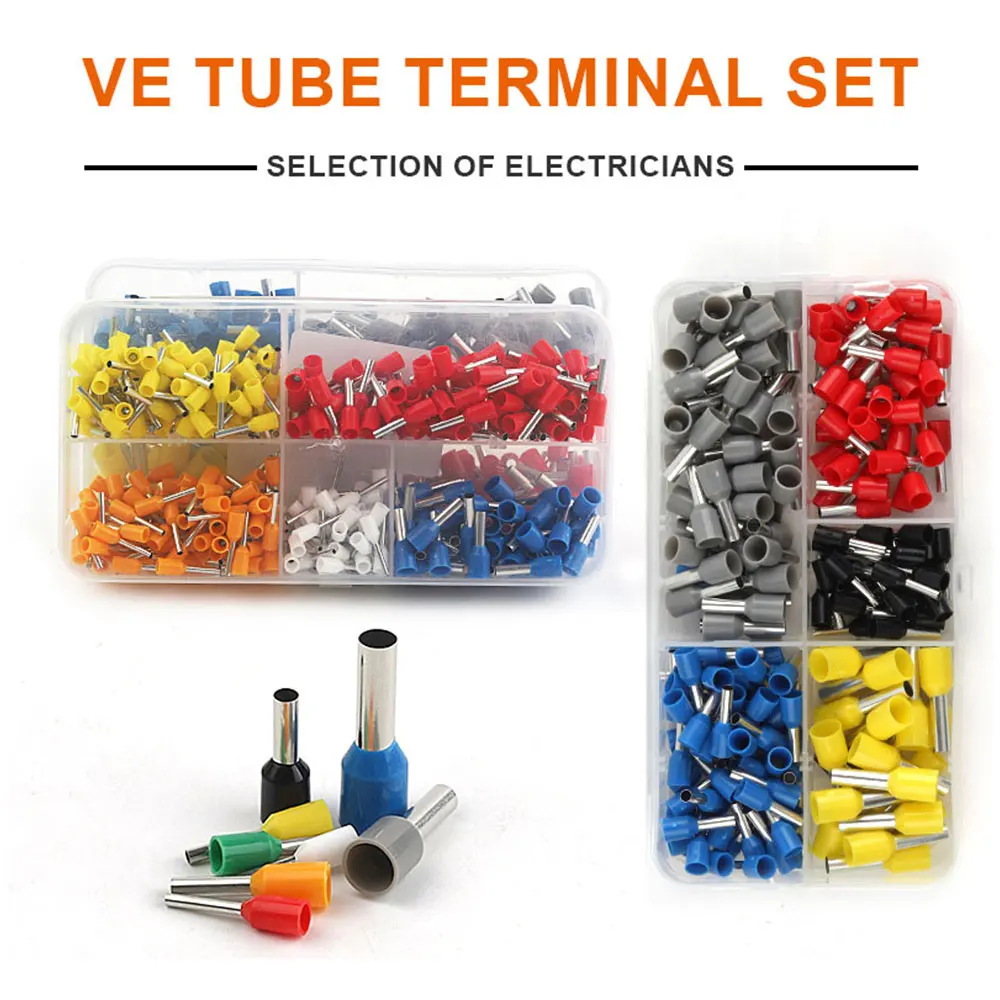 200/300/400PCS Boxed Insulated Connectors Quick Wire Ferrules Terminals Kit Electrical Wiring VE Tubular Crimping Terminator