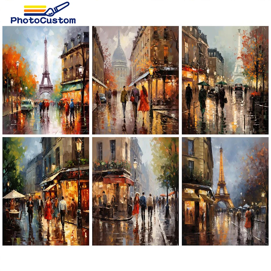 

PhotoCustom Diy Painting By Numbers Abstract Street Oil Picture Drawing On Canvas Acrylic Paint For Adults Coloring By Number De