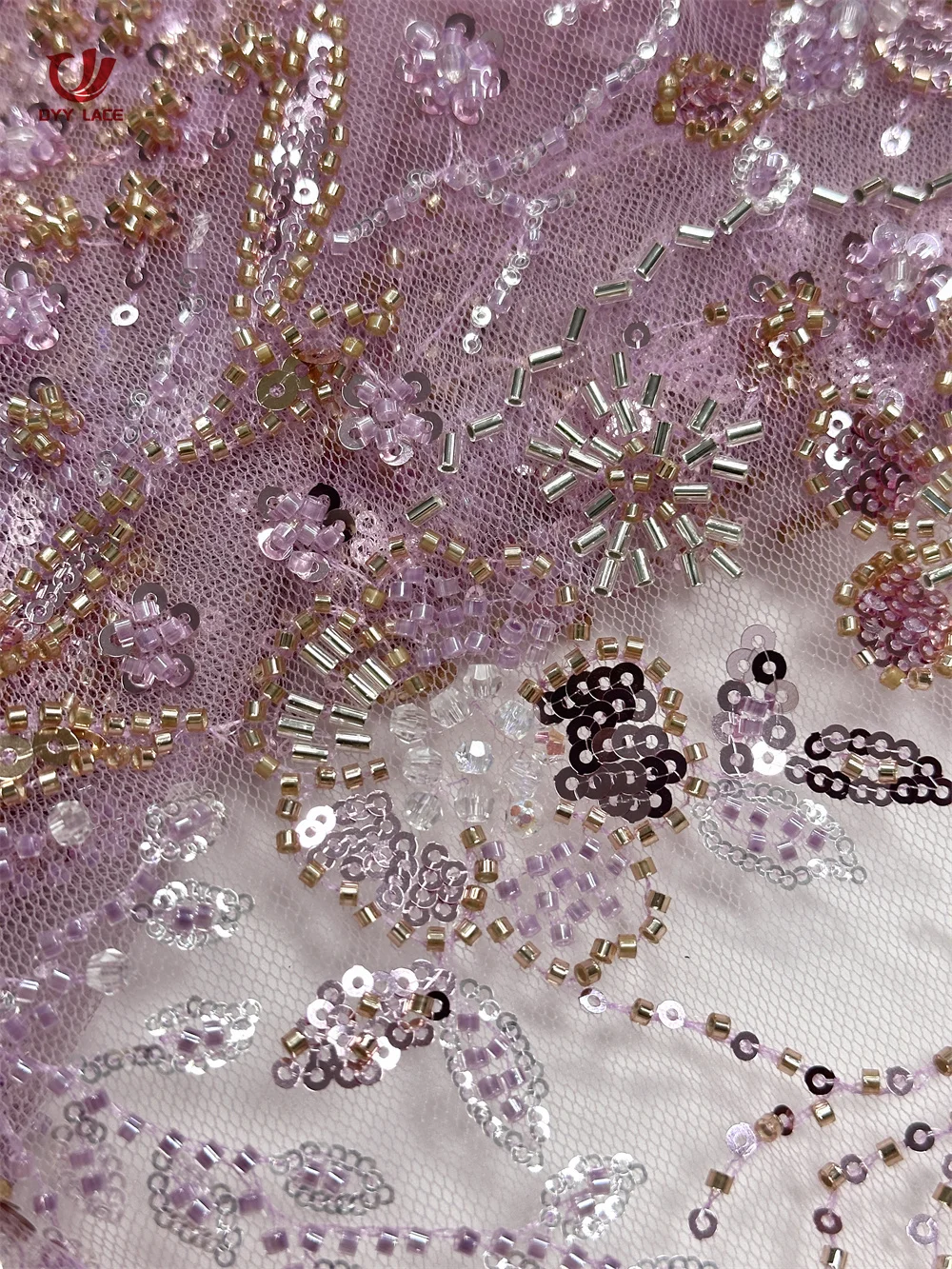 

2025 African Net Lace Sequins African Lace Fabric High Quality 5 Yards Beaded Nigerian French Tulle Lace Fabric For Wedding